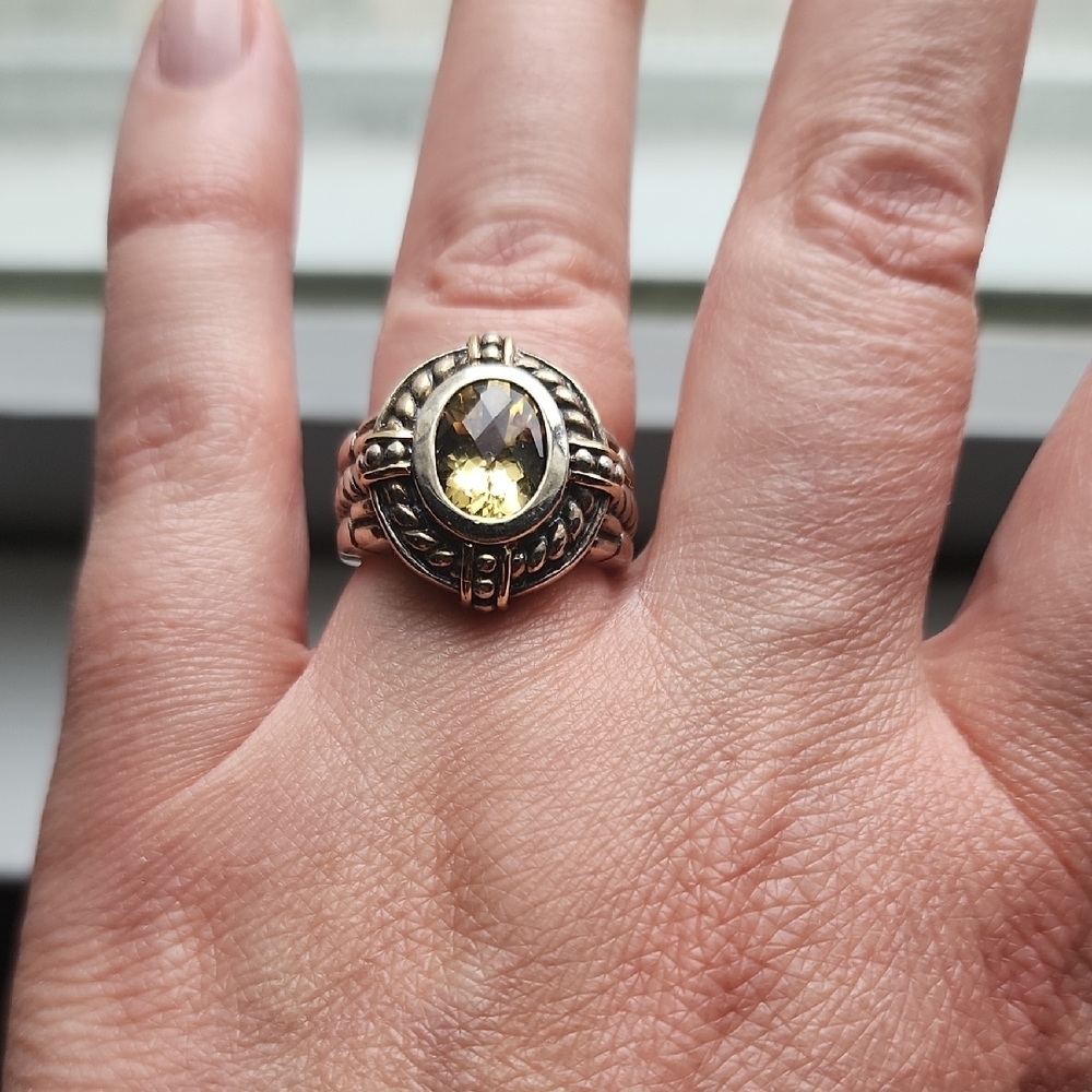 Genuine Citrine Sterling Silver With 14k Gold Accents